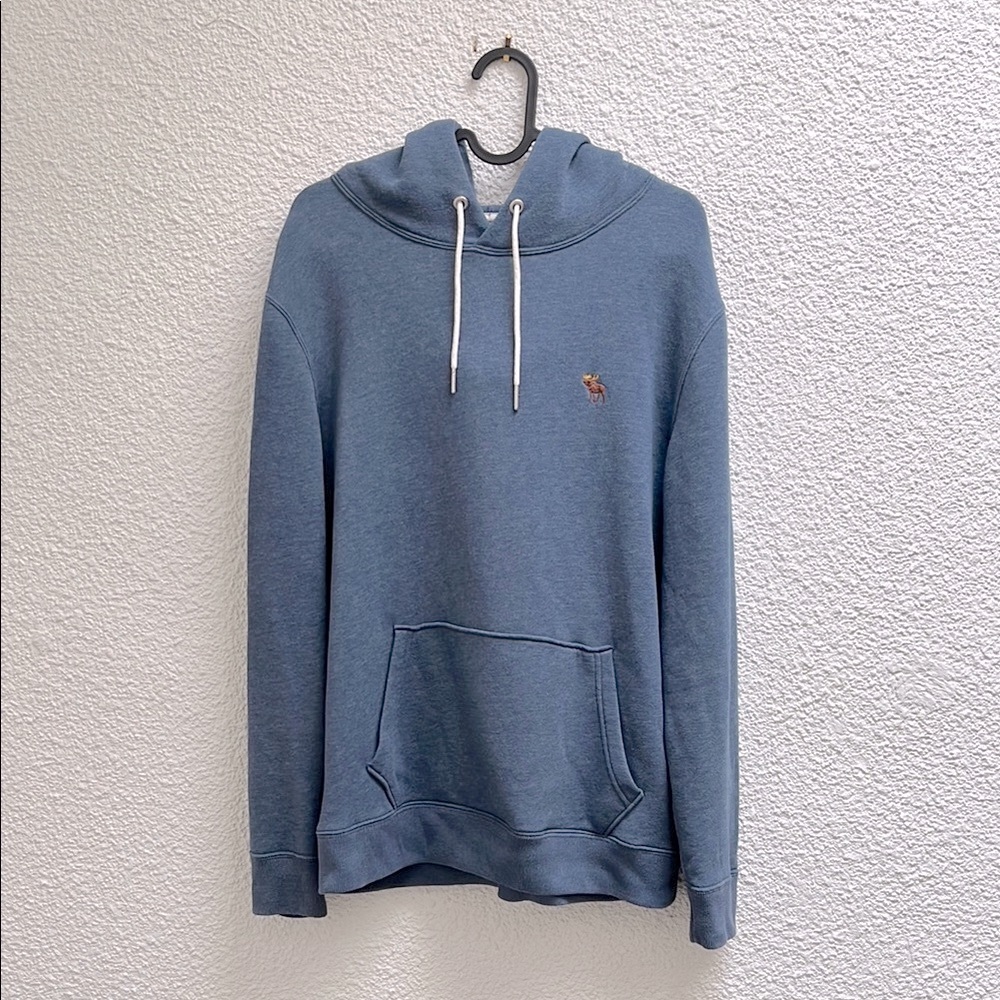 Abercrombie & Fitch Icon Popover Hoodie in blue heather w/ soft A&F fleece
